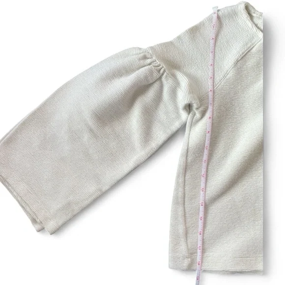 Madewell Texture and Thread 100% Cotton Puff Sleeve Winter White Top | Size S - Picture 4 of 6